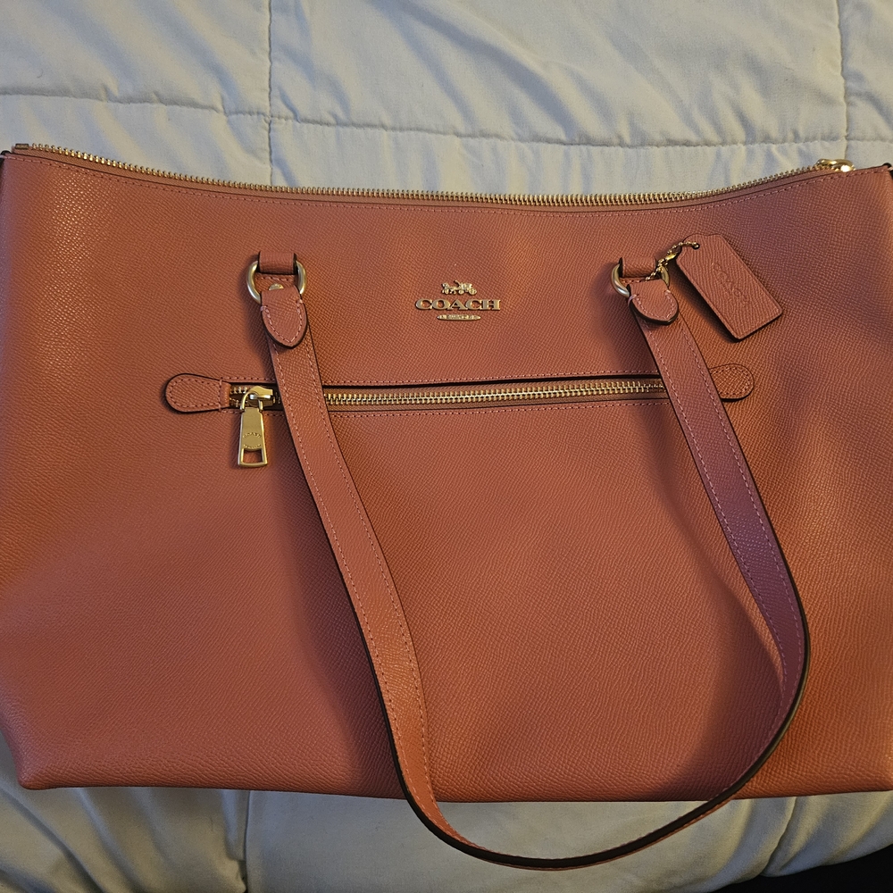 Coach Pink Leather Tote with Gold Hardware